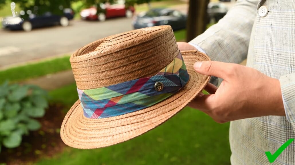 A coconut straw pork pie hat is a stylish alternative to the somewhat more conventional Panama.