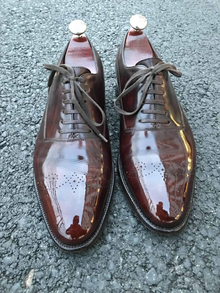 Pair of highly polished brown oxfords