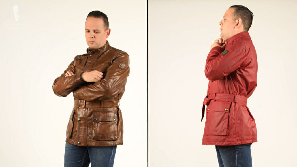 The Trialmaster Panther Leather in Brown (Left) and the Trialmaster in Waxed Red (Right)
