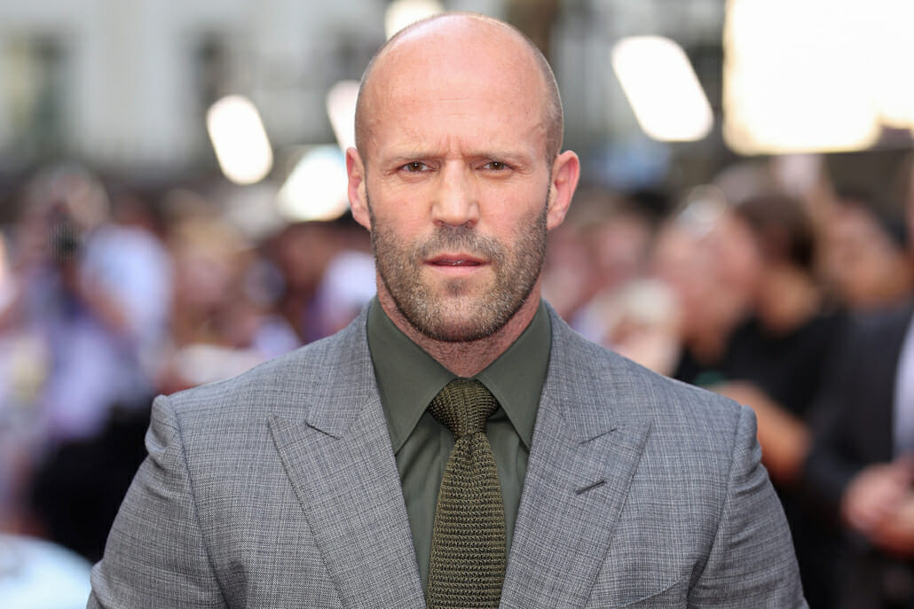 Jason Statham looking confident even without a full head of hair
