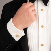 Brooks Brothers Pleated Front Tuxedo shirt with matching cufflinks and shirt studs by Fort Belvedere