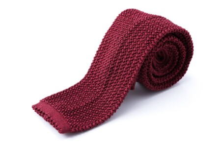 Knit Tie in Solid Burgundy Red Silk