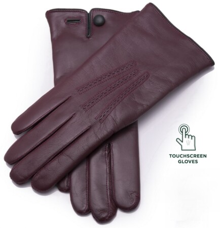 Burgundy Touchscreen Dress Gloves Lamb Nappa Leather by Fort Belvedere