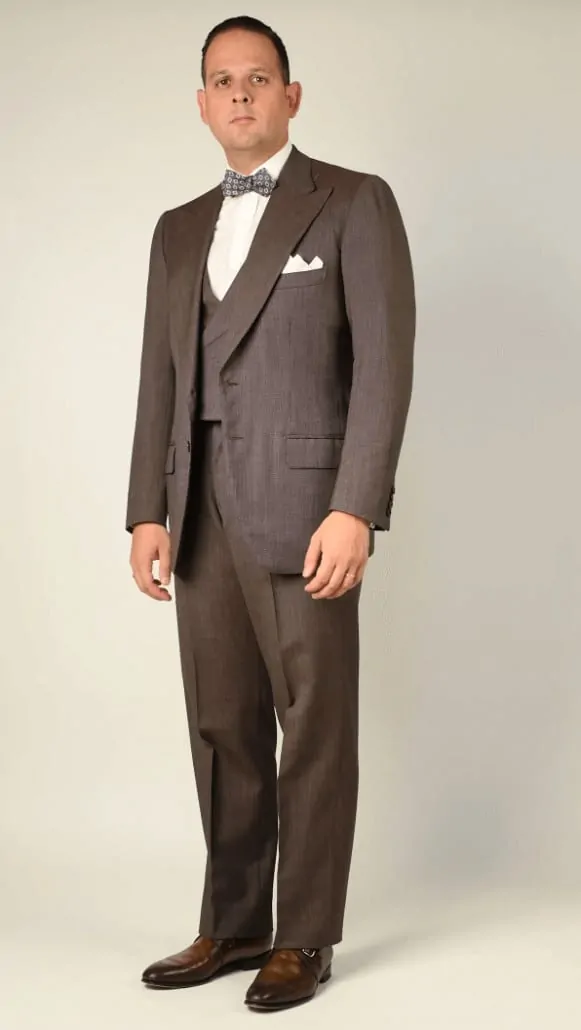 Charcoal Brown Business Suit paired with patina monk strap shoes