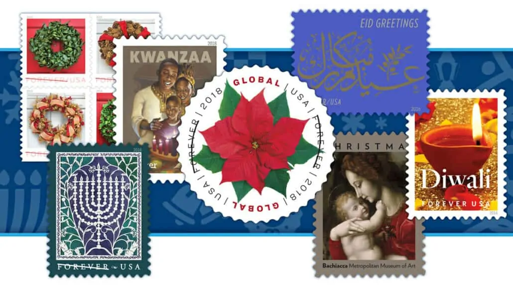 US holiday postage stamps
