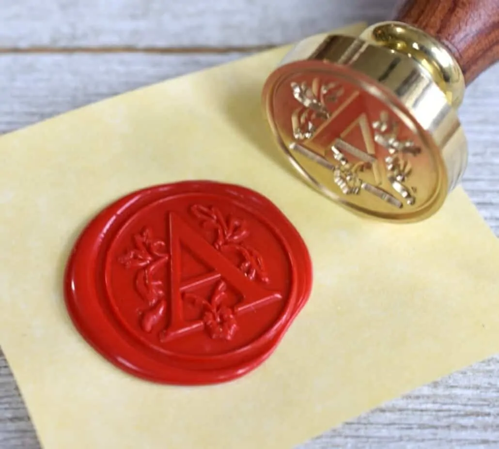 Red wax seal and brass stamp