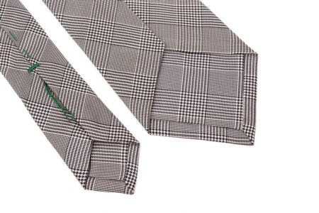 Prince of Wales Check Silk Tie in Black and White