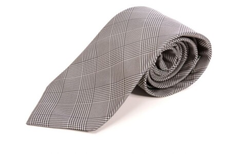 Prince of Wales Check Silk Tie in Black and White