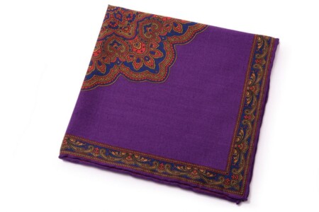 Purple, Orange, Green, Blue Silk Wool Pocket Square
