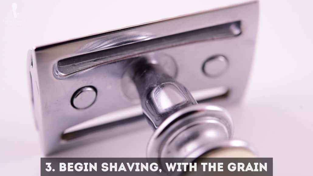 It’s important to shave in the direction of your hair grain as it’s much less stressful to your skin.