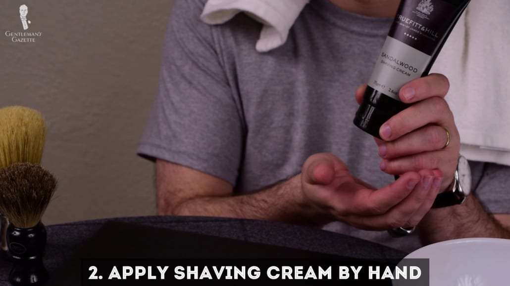 Applying shaving cream by hand saves you a lot of time.