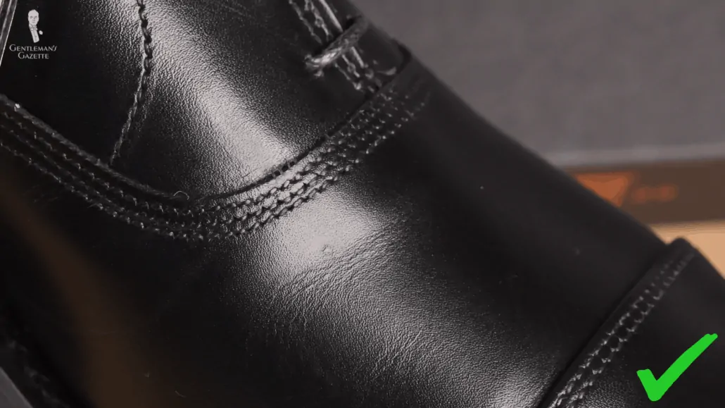 A closer look at the uniform stitching on the uppers
