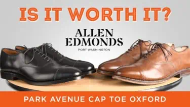 Cover showing Allen Edmonds Park Avenue Oxford shoes in black and brown
