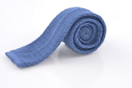 Knit Tie in Solid Steel Blue-Gray Silk