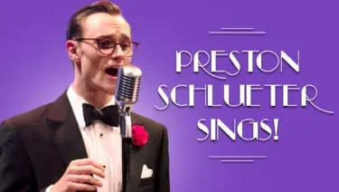 Cover showing Preston singing in a black tie ensemble