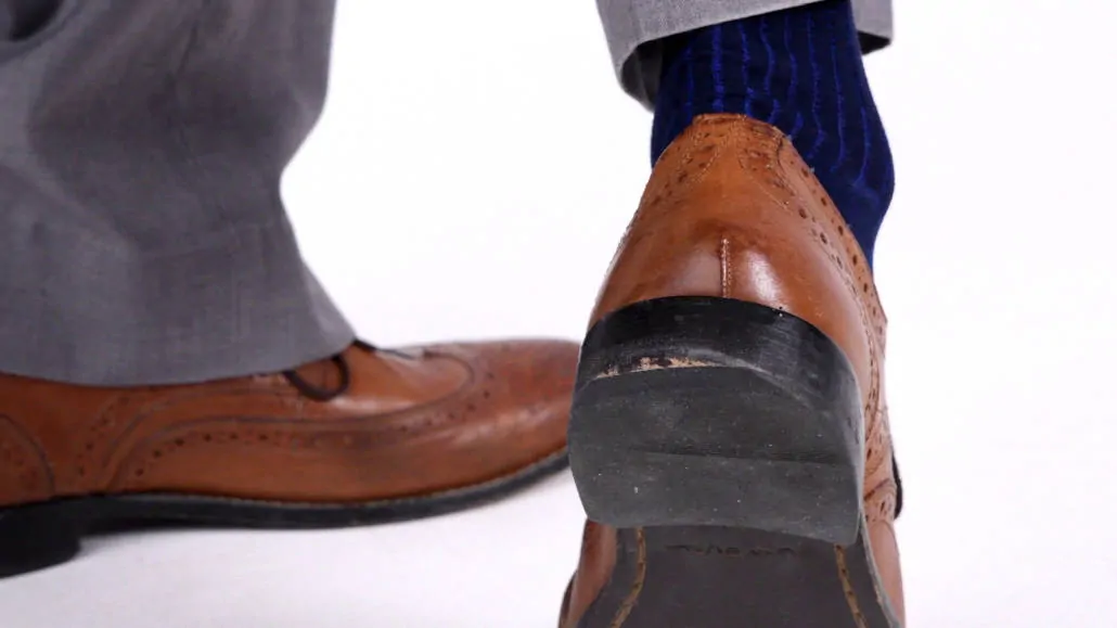 Low quality derby shoes (Pictured: Shadow Stripe Ribbed Socks Dark Navy Blue and Royal Blue from Fort Belvedere)