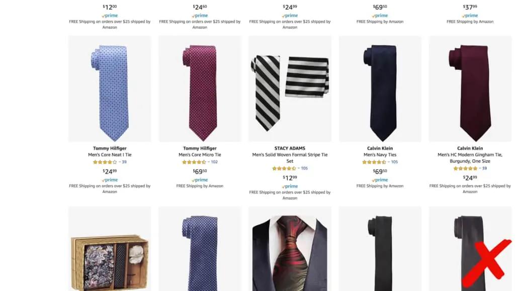 Ties from Amazon; most are cheap and made from low-quality materials