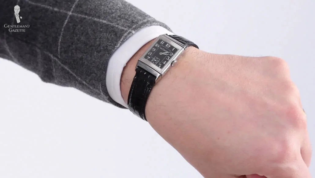 1930 Stainless Stell Reverso Watch from Jaeger-LeCoultre on Raphael's wrist