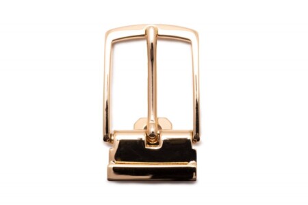 Benedict Gold Solid Brass Belt Buckle Exchangeable Oblong Rectangle with Gold Plating Hypoallergenic Nickel Free