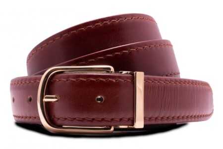Chestnut Brown Calf Leather Belt Aniline Dyed Cut-To-Size - Folded Edges 3cm x 120cm