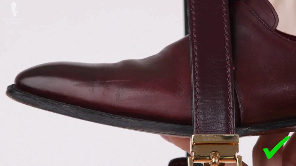 Burgundy leather shoes and burgundy leather belt (Pictured: Bordeaux Burgundy Red Calf Leather Belt from Fort Belvedere)