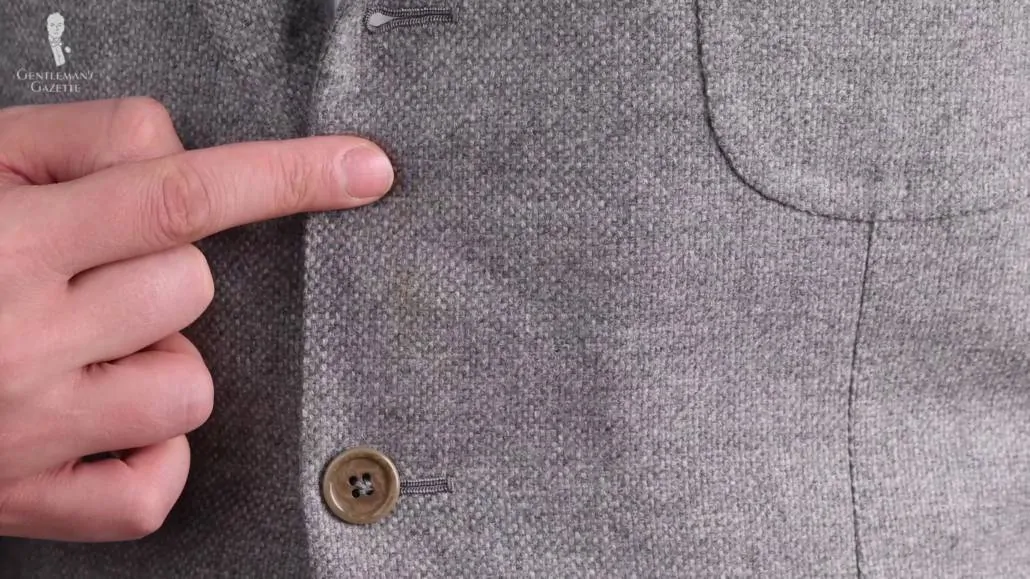 A stain such as this one, visible on the front of a jacket, may be a deal-breaker if you're unsure of its origins.