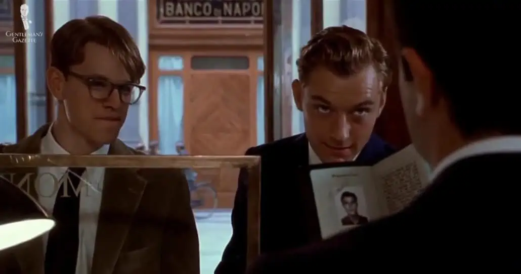 Ripley and Greenleaf, two young friends from different social classes in the movie The Talented Mr. Ripley