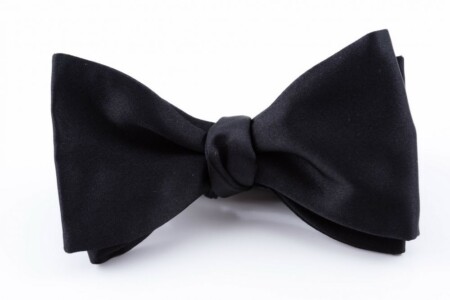 Black Butterfly Bow Tie in Silk Satin Sized and Self-Tie - Fort Belvedere