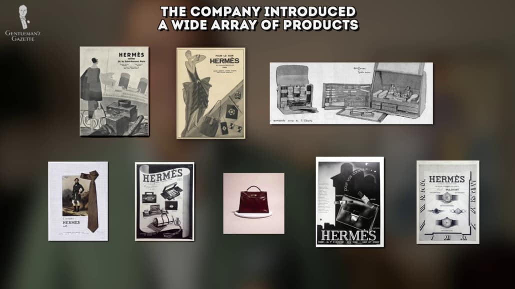 Hermes introduced a wide array of products before focusing on leather and silk products in 1978