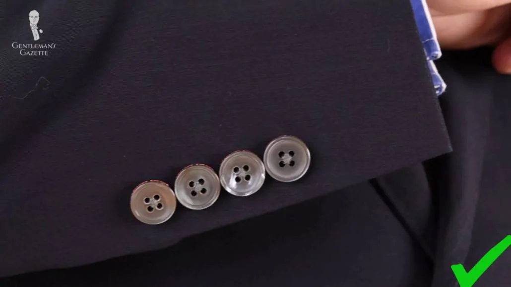 Mother-of-pearl buttons on a Brooks Brothers blazer.