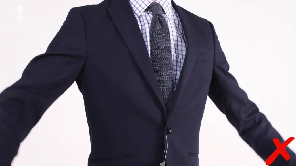 Preston gave this jacket 1 out of 5 stars because of the cheap material and feel, and also because the fit wasn't very good. (Pictured: Two-Tone Knit Tie in Navy and Light Blue Changeant Silk from Fort Belvedere)