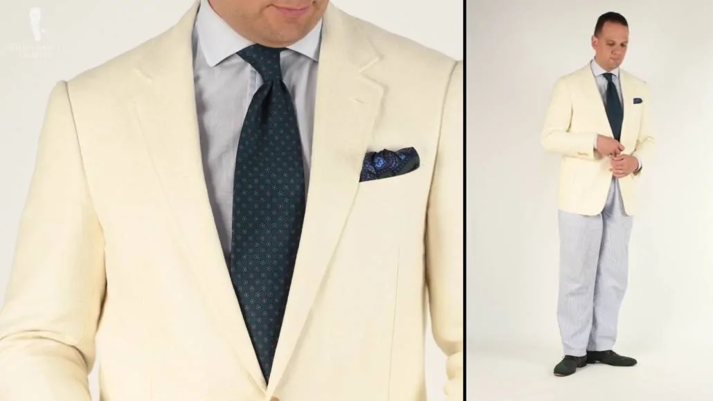 You can opt for an off-white sport coat on a hot, sunny day in August.