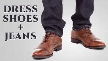 Cover showing a pair of dark wash denim jeans and brown brogue oxford shoes