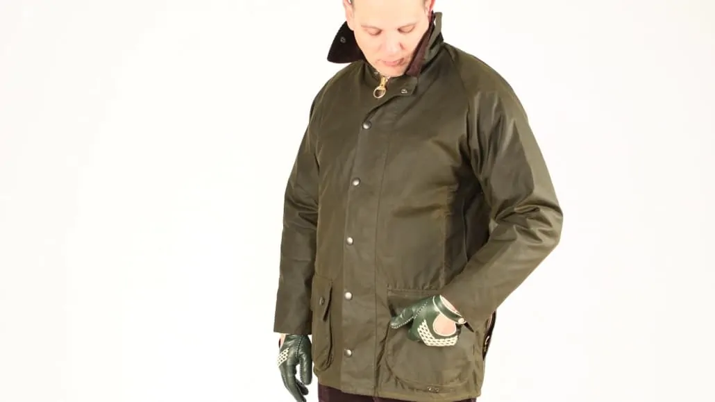 Raphael sporting the Barbour Bedale jacket and British Racing Green Off White Driving Gloves in Lamb Nappa Leather by Fort Belvedere