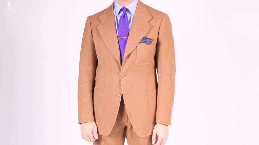 donegal tweed suit in light brown