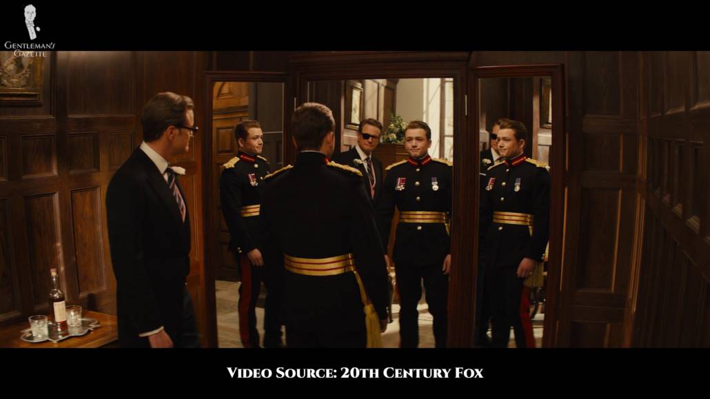 Eggsy looking dapper in his military uniform for his wedding.
