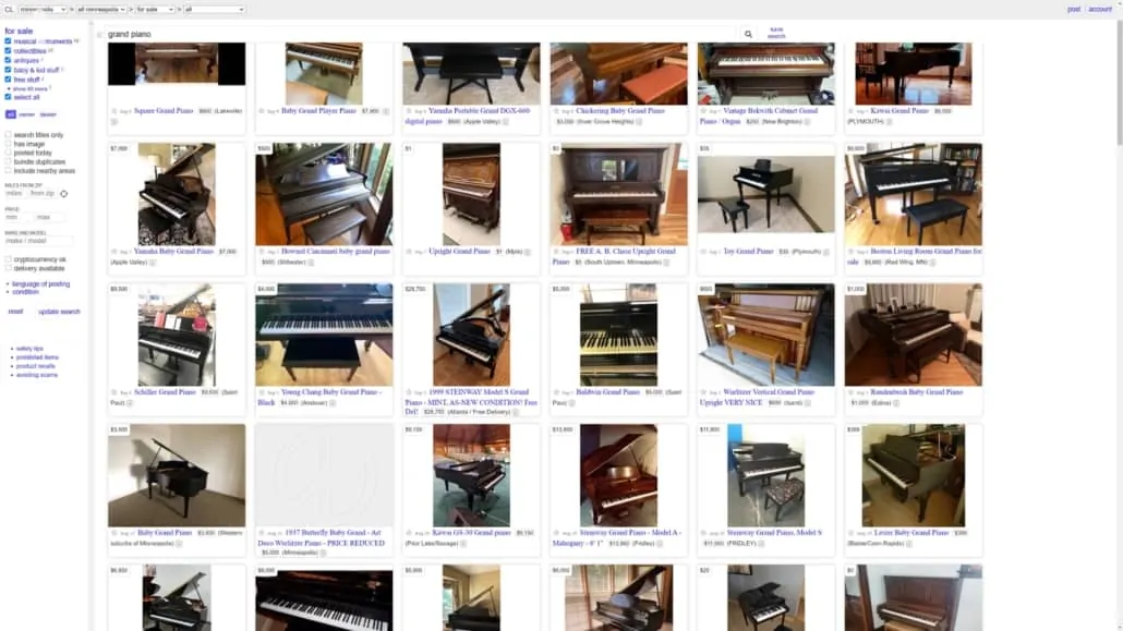 You can find an affordable secondhand grand piano on Craigslist if it's just for decorative purposes.