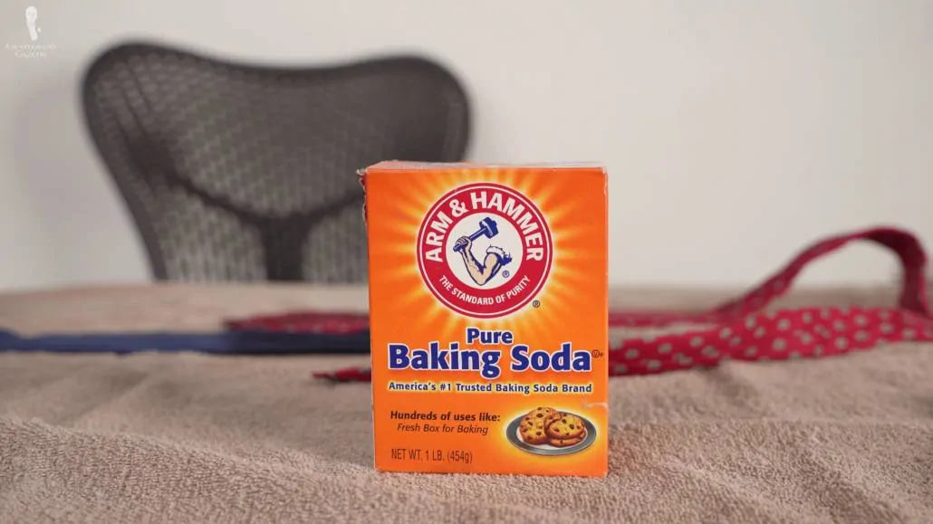 Apply a small pile of baking soda on the stain and leave for 12-24 hours.