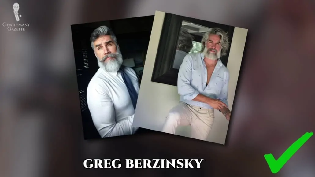 Greg Bberzinsky looking sophisticated and dashing with his gray hair color. 
