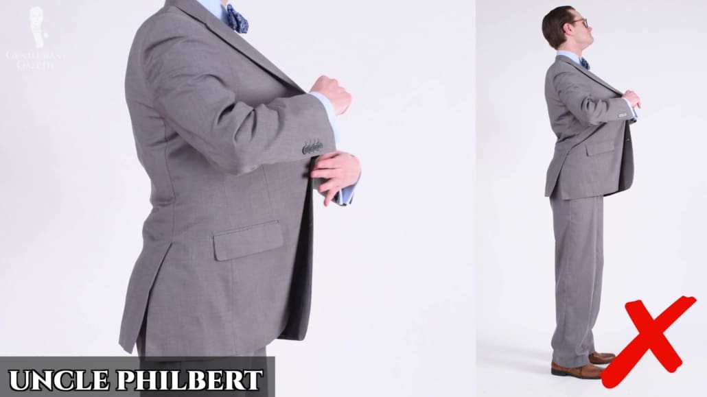 Uncle Philbert Preston as "Uncle Philbert" in a suit that's much too big.