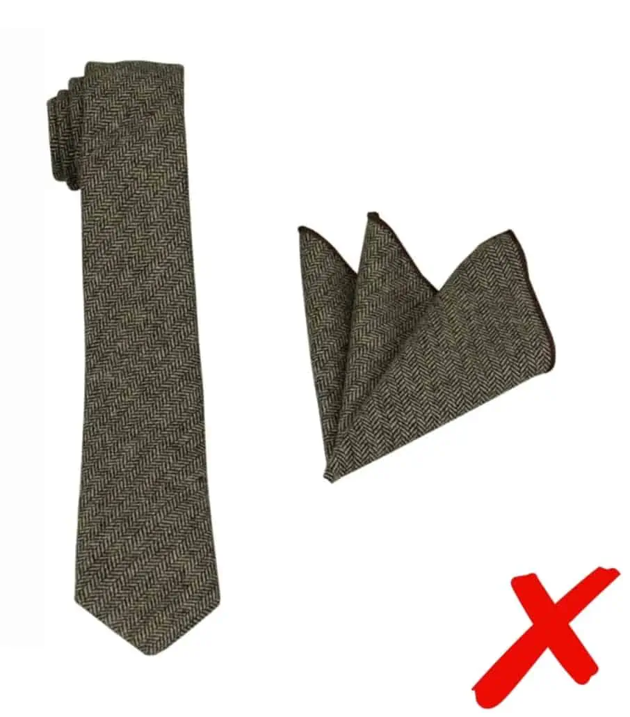Matching tie-and-pocket-square sets are sartorially uninspired and often made from cheap fabrics).