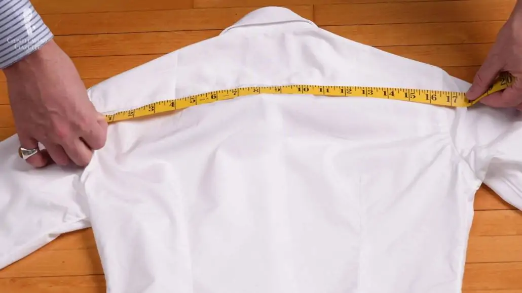 measuring a white dress shirt