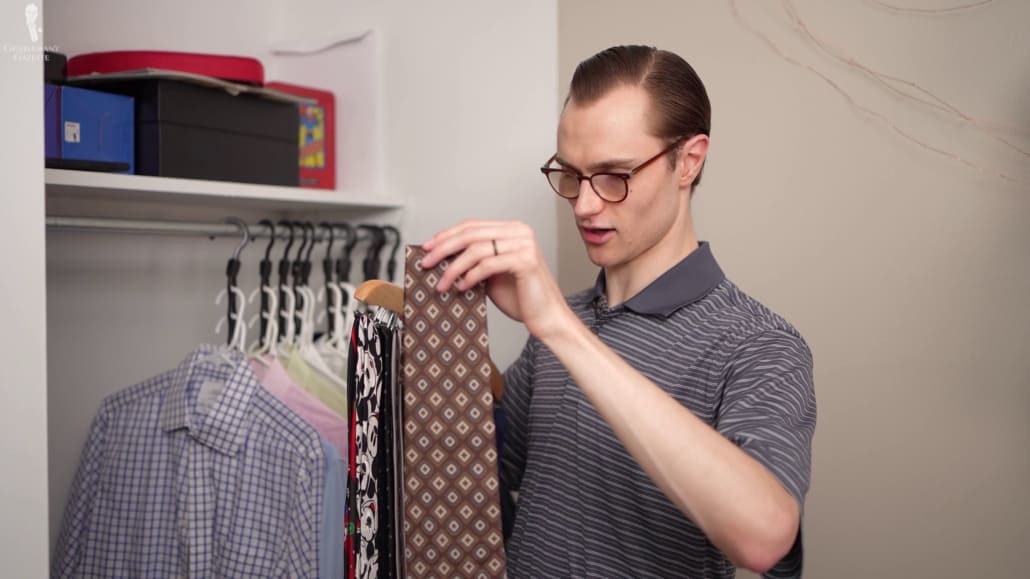 Preston showing another vintage tie from Robert Talbot with micropattern.