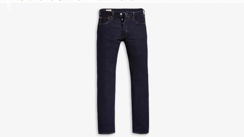 Levi's 501 dark rinse jeans website sample image