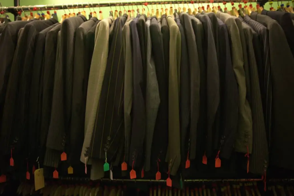 Vintage suits on display from a local thrift store 