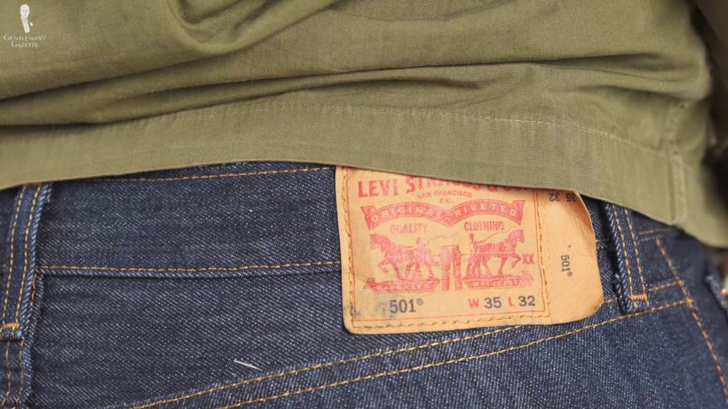 Levi's jeans red tag at the left side above the back pocket