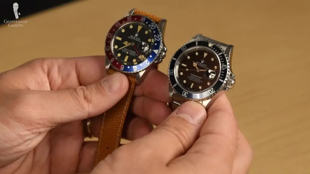 Raphael holding two Rolex watches