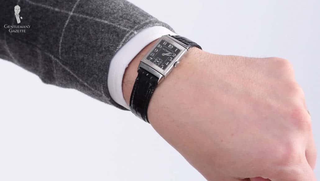 1930 Stainless Steel Reverso Watch from Jaeger-LeCoultre on Raphael's wrist
