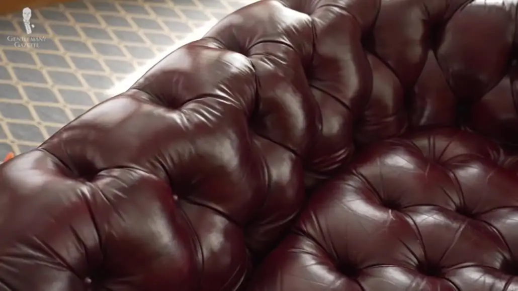 Tufting on a Chesterfield Sofa
