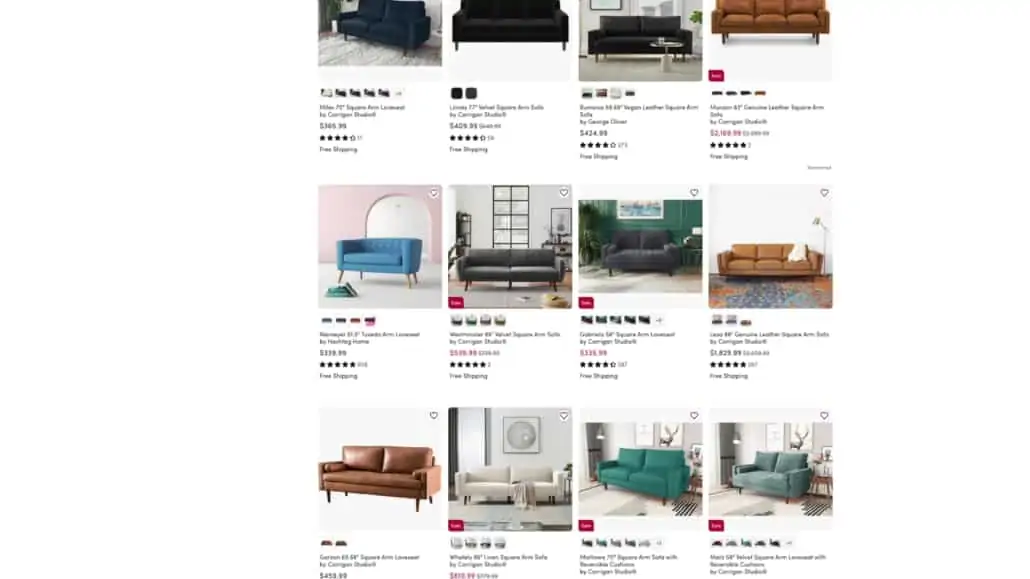 Furniture listings